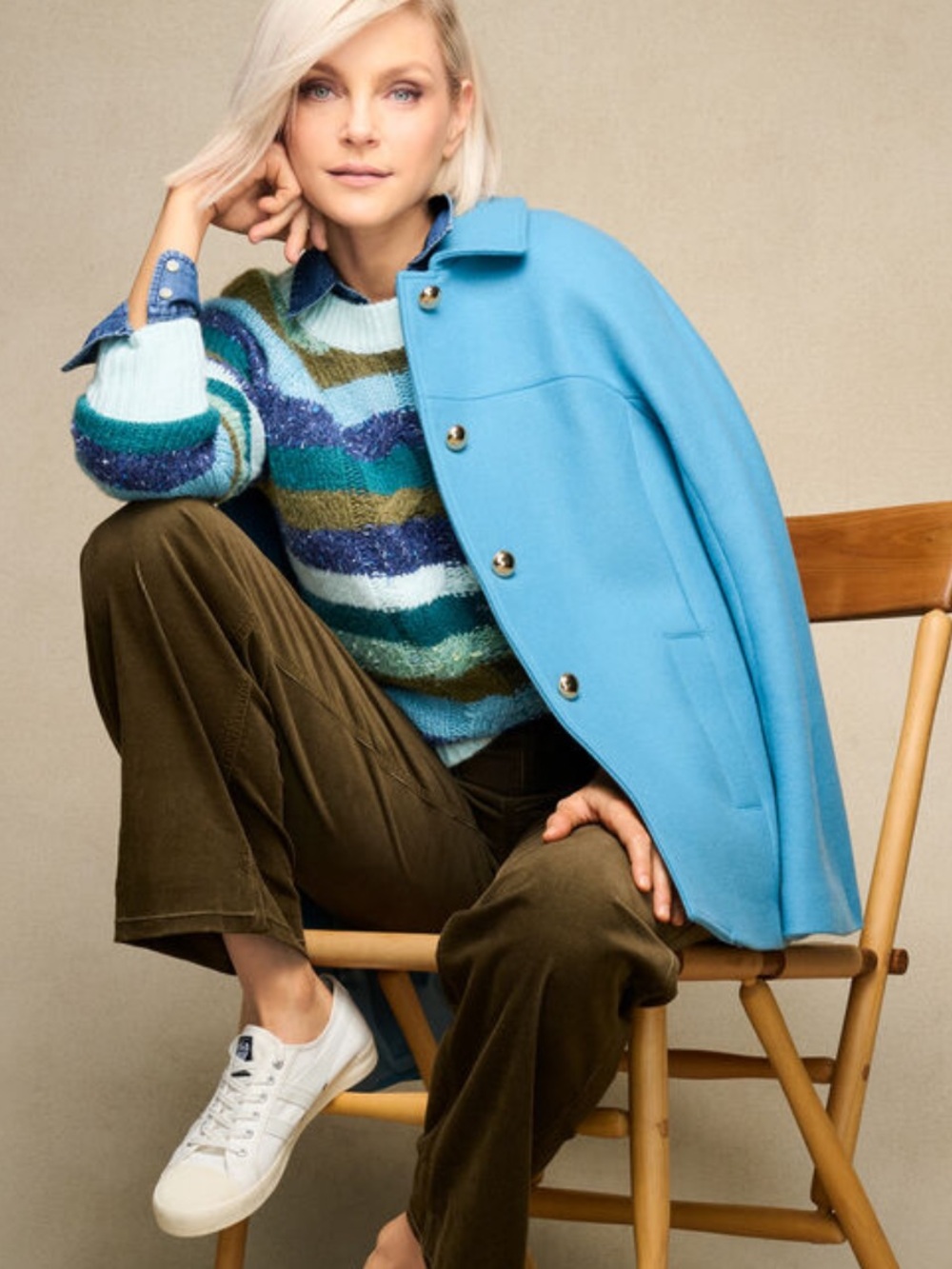 Talbots Bright Blue Wool-Blend Peacoat Jacket